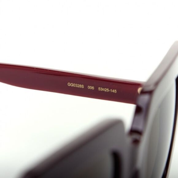 Gucci Acetate Oversized Sunglasses GG0328S in Burgundy - Picture 7 of 14